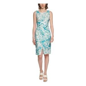 Calvin Klein Teal Green Floral Sequin Sheath Dress Sz.6 NWT